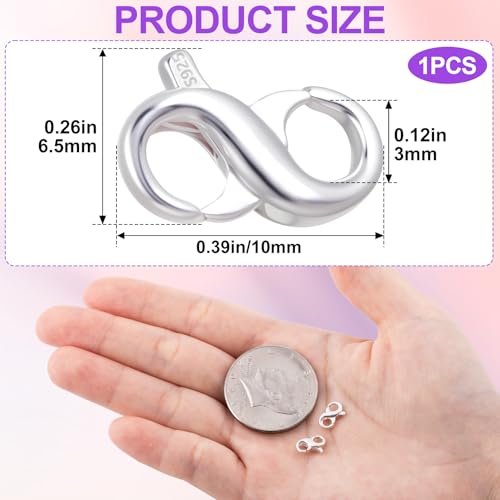 Pndeyo Double Opening Lobster Clasp, 925 Sterling Silver Jewelry Connector Extender, Hypoallergenic Spring Clasp for Keychains Necklace Bracelet Jewelry Making - color: Silver-1pc-0.39"×0.26"