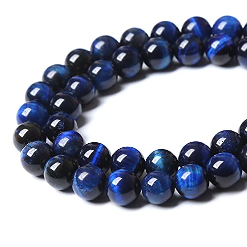 90PCS 8mm Lapis Lazuli Blue Tiger Eye Beads Natural Stone Round Loose Beads Energy Gemstone Healing Power for Jewelry Making 2 Strand 32" - color: Lapis Blue Tiger Eye, size: 8mm(2 strands)
