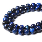 90PCS 8mm Lapis Lazuli Blue Tiger Eye Beads Natural Stone Round Loose Beads Energy Gemstone Healing Power for Jewelry Making 2 Strand 32" - color: Lapis Blue Tiger Eye, size: 8mm(2 strands)