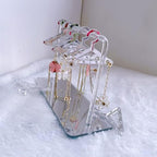 Earring Hanger Rack with 8 Mini Coat Hangers, Acrylic Earring Holder Display Stand, Ear Studs Hanging Earrings Organizer For Women Girls, Silver - color: Silver