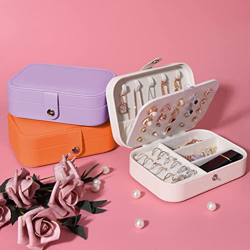 jiemei Jewelry Box, Travel Jewelry Organizer Cases with Doubel Layer for Women’s Necklace Earrings Rings and Travel Accessories (Purple) - color: Purple