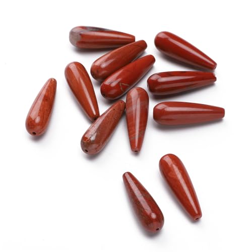 BEADIA Natural Redstone Teardrop Stone Beads 10x30mm 12pcs Dangle Earring Charm for DIY Jewelry Making - color: Redstone