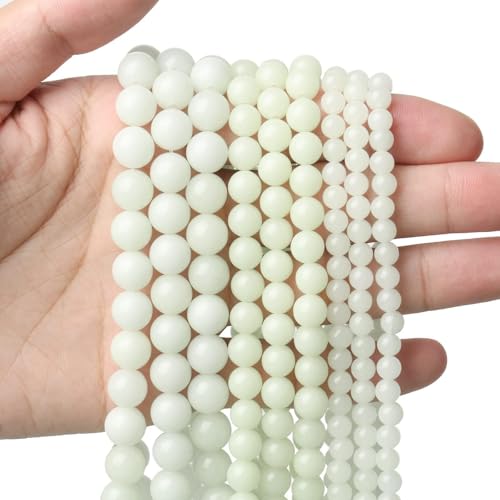 Yochus 60pcs Blue Luminous Beads，6mm Glow in The Dark Natural Stone Round Loose Beads for Jewelry Making Earring Necklace DIY Crafts - color: Blue Luminous Light Glowing, size: 6mm 60beads