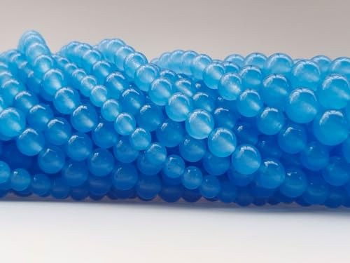 Stone Beads 6mm 140pcs Light Blue Chalcedony Beads Round Loose Gemstones Beads for Bracelet Necklace Jewelry Making (6mm, 60628 Light Blue Chalcedony) - color: Light Blue Chalcedony Beads, size: 6mm