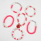 6PCS Valentine’s Day Clay Heishi Bracelet Set for Women- Red Pink Heart Love KISS XOXO Beaded Stretch Bracelets - Handmade Polymer Clay Crystal Glass Stackable Jewelry Gift for Galentine's Anniversary - color: LOVE-06