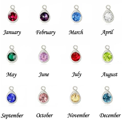BetterJonny 260pcs Charms for Jewelry Making, 60pcs Gold Crystal Birthstone Charms Beads with 100 Lobster Clasps and 100 Jump Ring for Necklace Bracelet Earring - color: Silver Droplet