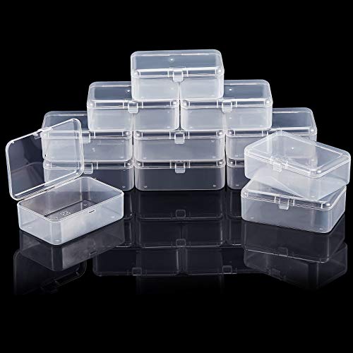SATINIOR 12 Pack Clear Plastic Beads Storage Containers Box with Hinged Lid for Beads and More (3.54 x 2.36 x 1.26 Inch) - size: 3.54 x 2.36 x 1.26 Inch
