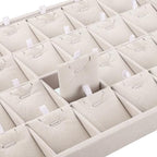 24 Grids Stackable Jewelry Tray Organizer with Removable Dividers, Velvet Jewelry Display Tray for Earrings Necklaces Bracelet Rings Display Showcase - Beige - color: Beige