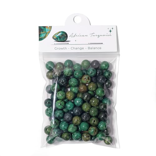 Raicegs 100pcs 8mm African Turquoise Beads Natural Gemstone Beads Round Loose Beads for Jewelry Making DIY Bracelets Necklace - color: African Turquoise, size: 8mm Round