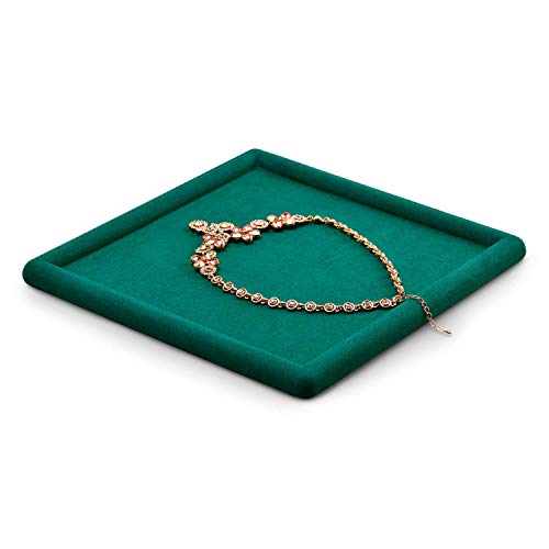 Microfiber Jewelry Tray Jewelry Display Trays Stackable Jewelry Organizer Tray Jewelry Trays For Drawer Padded Jewelry Tray for Necklace Bracelets Storage (Green) - color: Green