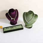 Velvet Necklace display stand for Selling, Jewelry Bust Mannequin for Show, Small Necklace Holder Stand【Green】 - color: Green