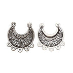 Mega Pet 10pcs Antique Silver Hollow New Moon Charm Links with 5 Holes Tibetan Style Chandelier Component Connectors 31x28mm for Jewelry Findings Bracelet Necklace Making - color: Antique Silver, Moon