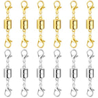 Magnetic Necklace Clasp and Closures with Double Lobster Clasp, 14K Gold and Silver Necklace Extenders for Women Jewelry Magnetic Clasps for Necklaces, Bracelet Necklace Extender(12PCS) - color: 12Pcs Gold and Silver