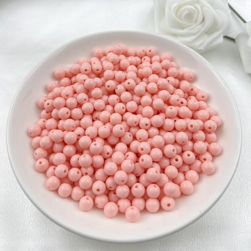 200Pieces 10MM Acrylic Round Beads Round Acrylic Balls Chunky Beads Smooth Spacer Plastic Pastel Beads Craft Beads for Necklace and Bracelet Making Crafting Supplies(179-pale Pink) - color: 179-pale pink, size: 10MM