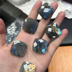 Natural Stone Pendants Faceted Flash Labradorite Stone Beads Flash Crystal Gemstone Charms for Jewelry Making Necklace Bracelet Gift - color: square