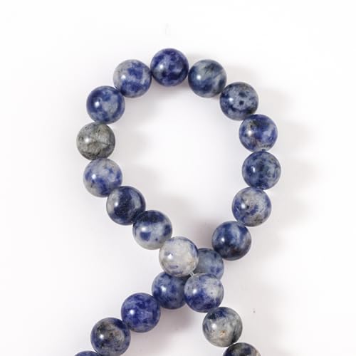 100Pcs Natural Stone 6mm Blue White Sodalite Round Loose Gemstone Energy Healing Beads Hole Size 1mm DIY Smooth Beads for Bracelet Necklace Earrings Jewelry Making - color: Blue White Sodalite, size: 6mm