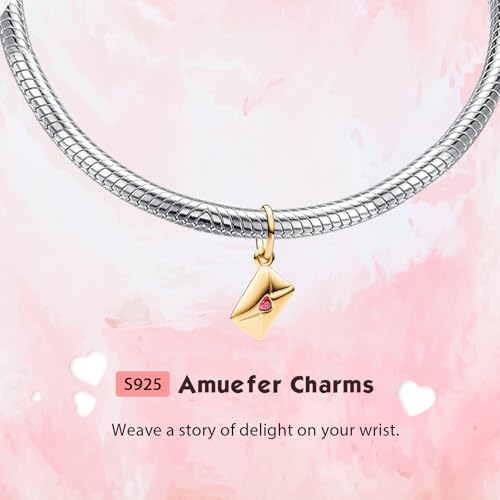 Love Family Friendship Graduation Mothers Nurses Day S925 Bead Pendant Charms for Pandora Bracelets Necklaces, Gifts Women, for Anniversary Birthday Valentines Day Christmas, Silver Gold - style: Love Letter Envelope Charm