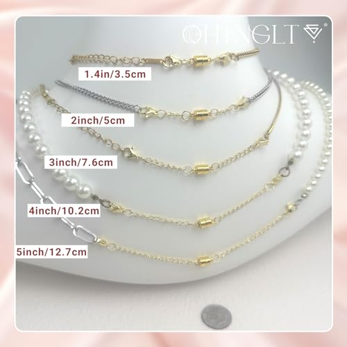 OHINGLT Necklace Extender Magnetic Clasps Chain Extenders for Necklaces,Gold and Silver Magnetic Necklace Clasps and Closures with Bracelet Extension - color: 10Pcs | Gold & Silver
