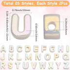 52Pcs 26 Styles Alphabet Shaped Beads Large Hole Letter Beads Small A to Z Hollow Pearlized European Acrylic Loose Smooth Spacers for Necklace Earrings Bracelets Keychain Jewelry DIY Crafts - style: Style 3