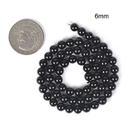 Natural A Black Tourmaline 6mm Gemstone Round Loose Beads Strand for DIY Bracelet Necklace Jewelry Making Bead - color: A Black Tourmaline, size: 6mm