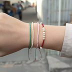KELITCH Adjustable turquoise bead bracelet single color knitting friendship bracelet fashion jewelry daily wear gift (28 color selection) - color: Green 04M