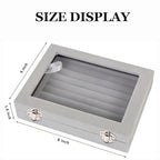 Jewelry Box Rings Organizer Tray 7 Slots Velvet Jewelry Earring Storage Box With Transparent Lid Jewelry Display Case for Girls Women (Gray) - color: Gray