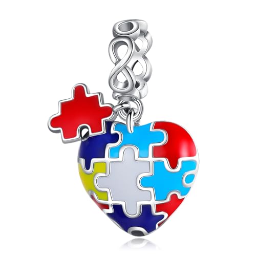 Mothers Day Birthday Number Love Family Friendship Graduation Auntie Grandma Dad Mom Charms for Pandora Bracelets Necklaces, Gifts Women, for Anniversary Valentines Christmas - style: Autism Awareness Charm