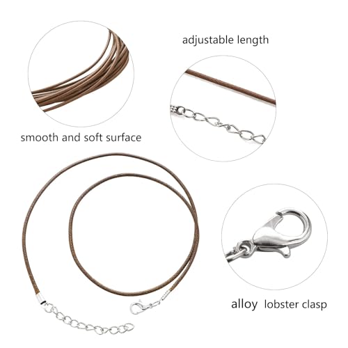 100 Pcs Waxed Necklace Cord with Clasp Bulk Necklace String Bracelet Rope Cords for Jewelry Making Pendants DIY Supplies (Brown, 18 Inches) - style: Brown