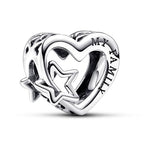 Mothers Day Birthday Number Love Family Friendship Graduation Auntie Grandma Dad Mom Charms for Pandora Bracelets Necklaces, Gifts Women, for Anniversary Valentines Christmas - style: Family Heart and Star Charm