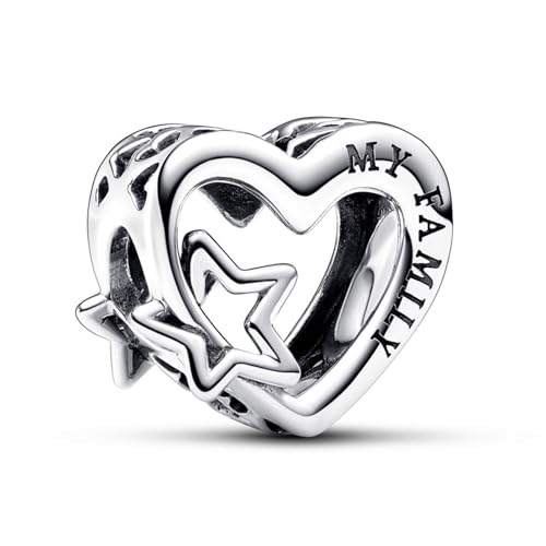 Mothers Day Birthday Number Love Family Friendship Graduation Auntie Grandma Dad Mom Charms for Pandora Bracelets Necklaces, Gifts Women, for Anniversary Valentines Christmas - style: Family Heart and Star Charm