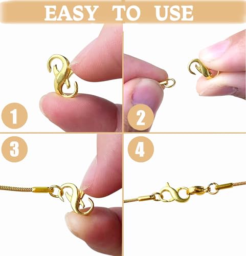 Double Opening Lobster Clasp 316 Stainless Steel Silver and Gold Pleted Necklace Bracelet Extender Clasps and Closures for DIY Jewelry - color: Gold 6Pcs, size: 16mm × 8mm