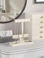 Bracelet and Necklace Holder,Velvet Jewelry Necklace Display Organizer Stand,bracelet Holder for Selling,Bracelet and Necklace Storage Tree (Style 2（Beige+ Metal lid）) - style: Style 2（Beige+ Metal lid）