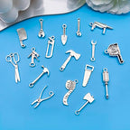 Youdiyla 51pcs Alloy Ancient Silvery Father's Day Series Tool Set Pendant Jewelry Making DIY Keychain Earrings Pendant Various Design Charms for Jewelry Making Bracelets Necklace (M351) - color: M351