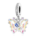 925 Silver Charms Pendants For Pandora Bracelet Golden charms Bead Safety Chain Clip set Heart Flower Animal Beads Family, Mom, Friend, Daughter, Birthday, Jewelry Gift - style: G-Colorful Butterfly