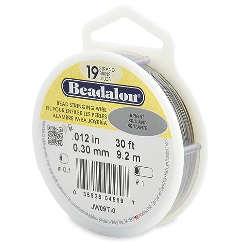 Beadalon 19 Strand Stainless Steel Bead Stringing Wire, .012 in / 0.30 mm, Bright, 30 ft / 9.2 m - color: Bright, style: .012 in / 0.30 mm, 30 ft / 9.2 m