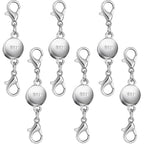 925 Silver and Gold Magnetic Necklace Clasps, Round Necklace Clasp Closures for Jewelry Making,Magnetic Necklace Clasps and Extenders,for Bracelet Necklace and Accessories (6pcs Silver) - color: 6pcs silver