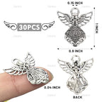 AUEAR, Antique Silver Angel Charms Pendants for DIY Jewelry Making Necklace Bracelet - color: Silver, size: 30 Pack