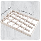 24 Grids Stackable Jewelry Tray Organizer with Removable Dividers, Velvet Jewelry Display Tray for Earrings Necklaces Bracelet Rings Display Showcase - Beige - color: Beige