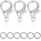 90Pcs Fadeless Lobster Claw Clasps (10mm) & Jump Rings for Jewelry Making, Necklace Bracelet Findings & Supplies (Stainless Steel) - color: Stainless Steel