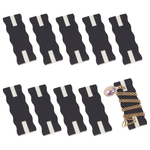 OLYCRAFT 10pcs Portable Tangle-Free Jewelry Organizer 2.5x1x0.1 Inch Black Rectangle Tangle-Free Necklaces Organizer Necklace Card Holder Universal Jewelry Storage Case for Chain Necklaces Storage - color: Black