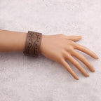 GelConnie Leather Cuff Bracelet Punk Braided Bracelets Rock Leather Wristbands Faux Mens Leather Bracelet Gothic Viking Bangle Adjustable Wrap Bracelet for Women,Men - color: MLPB086-Brown