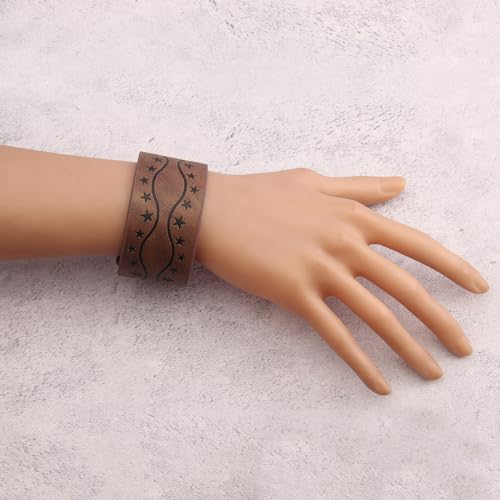GelConnie Leather Cuff Bracelet Punk Braided Bracelets Rock Leather Wristbands Faux Mens Leather Bracelet Gothic Viking Bangle Adjustable Wrap Bracelet for Women,Men - color: MLPB086-Brown