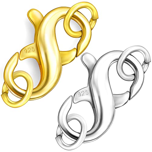 Dailyacc S925 Double Opening Lobster Clasp Sterling Silver and Gold Necklace Bracelet Extender Clasps and Closures for DIY Jewelry - color: Gold & Silver, size: 13mm × 7mm