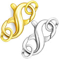 Dailyacc S925 Double Opening Lobster Clasp Sterling Silver and Gold Necklace Bracelet Extender Clasps and Closures for DIY Jewelry - color: Gold & Silver, size: 21mm × 11mm