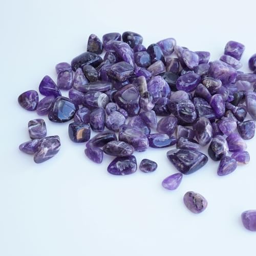 3Lb Amethyst Crystal Tumbled Stone Bulk Healing Crystals Stones Set Polished Raw Amethyst Crystal Stones Rocks for Jewelry Making, Reiki Healing - color: Amethyst