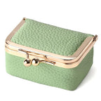 Zivyes Mini Jewelry Box Travel Small Coin Purse Organizer Case Genuine Leather Tiny Size (B-green) - color: B-Green-Standard