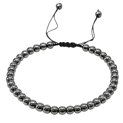 Amazing Gemstone Crystal Anklet Ankle Bracelets for Women - Waterproof Beaded Healing Crystal Anklets, Plus Size Chakra Gemstone Bead Anklet - color: Hematite, style: Plain