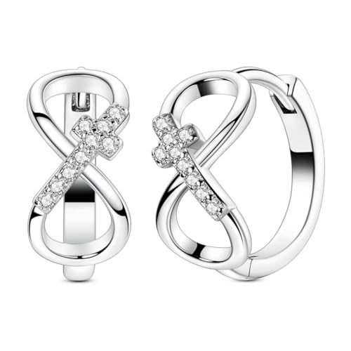LAZA 925 Sterling Silver Hoop Earrings for Women, Sterling Silver Butterfly Hoops Colorful Flowers Hoop Huggie Earrings Hypoallergenic Jewelry Gifts for Women - color: Eternal Cross Earring