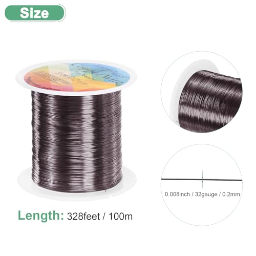 M METERXITY 0.2mm Jewelry Wire, 32 Gauge 328FT Craft Wire Copper Beading Wire for Jewelry Making/Planting/Weaving/DIY Crafting, Soft Metal Wires [100M, Metallic Black] - color: Metallic Black, size: 0.2mm 32 Gauge