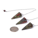 Justinstones Natural Dragon Blood Jasper Gemstone Rock Crystal Hexagonal Pointed Reiki Chakra Pendant Pendulum - color: Dragon Blood Jasper